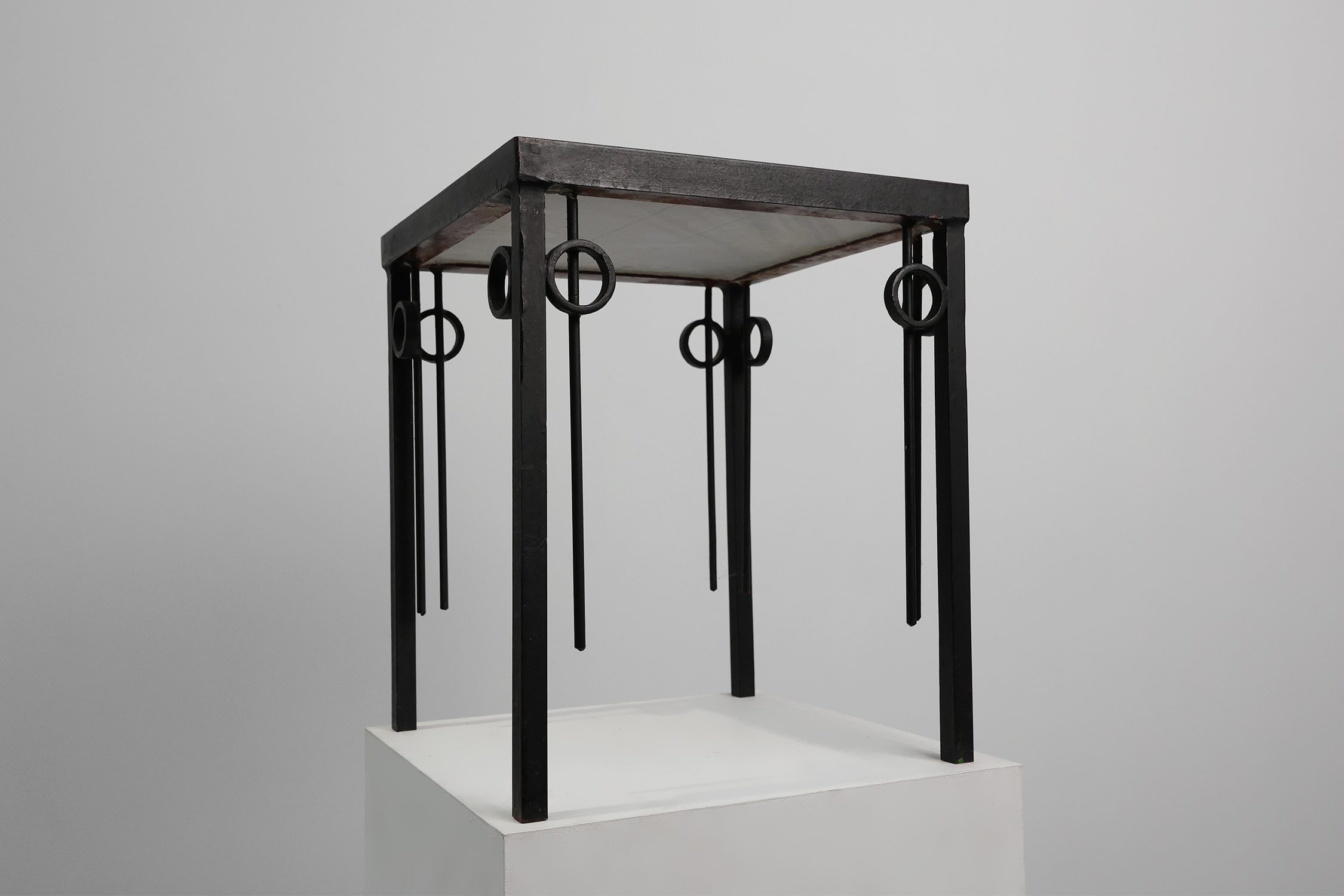 Pia Manu square Cast Iron and Marble Side Table, Belgium 1960sthumbnail